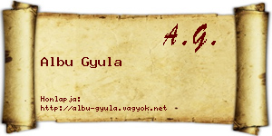 Albu Gyula névjegykártya